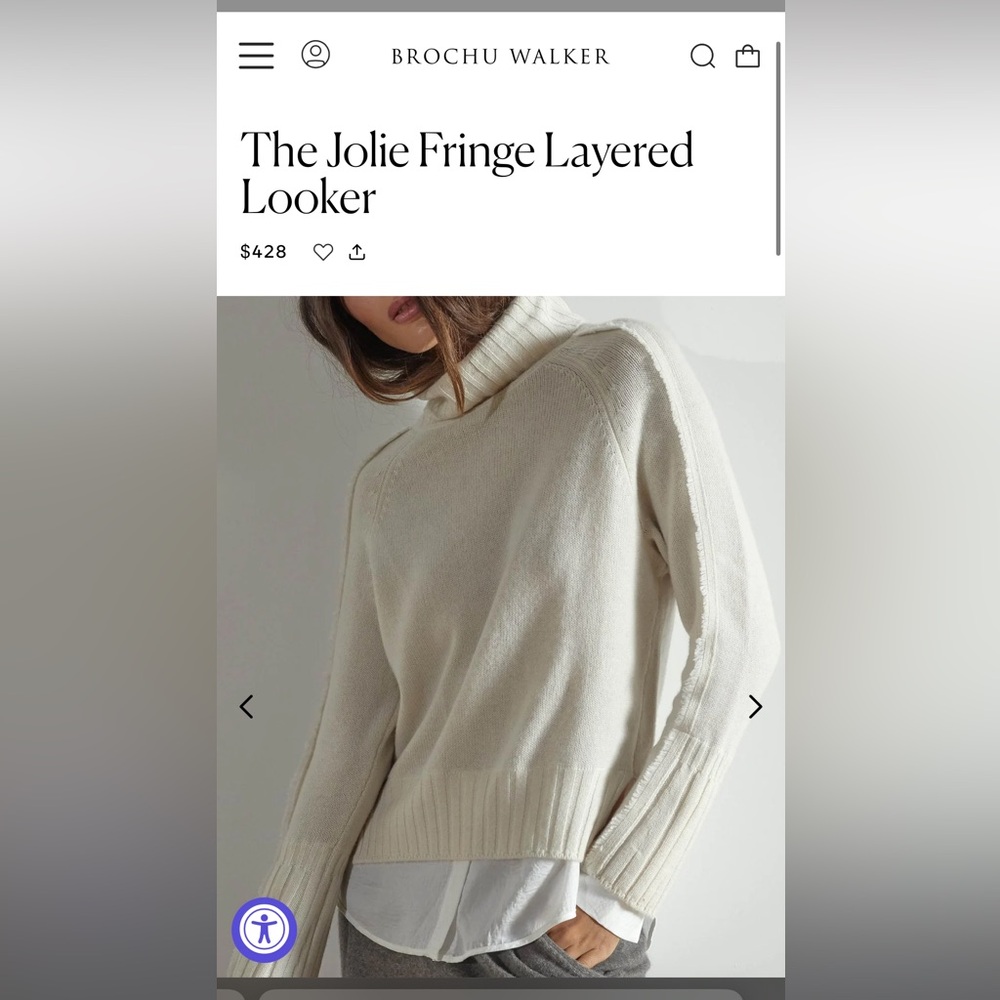 Brochu Walker elegant Cream Turtleneck Sweater layered in EUC